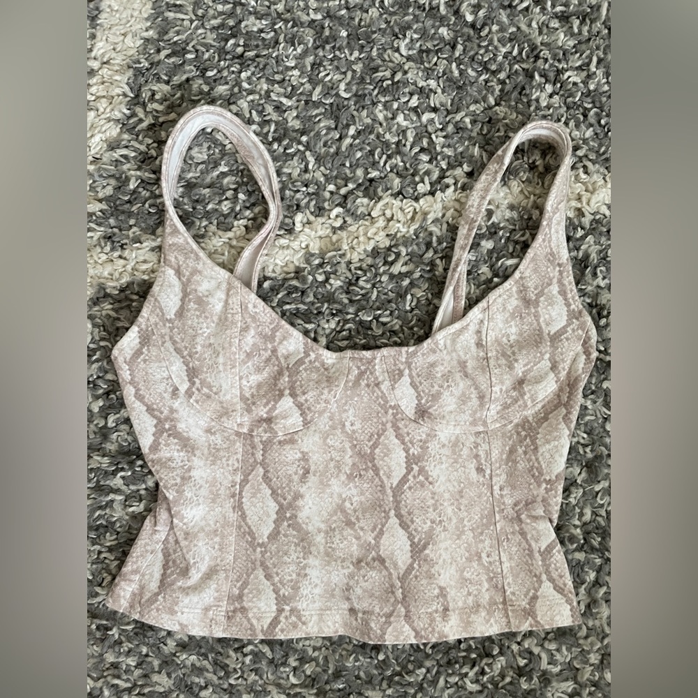 3 FOR $10 SALE - Bustier Soft Pink Snake Skin Crop Top from Forever 21